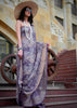 Lavender Purple Printed Georgette Silk Saree