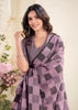 Lilac Purple Woven Linen Silk Saree