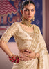 Off white Embroidered Tissue Designer Saree