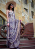 Lavender Purple Printed Georgette Silk Saree