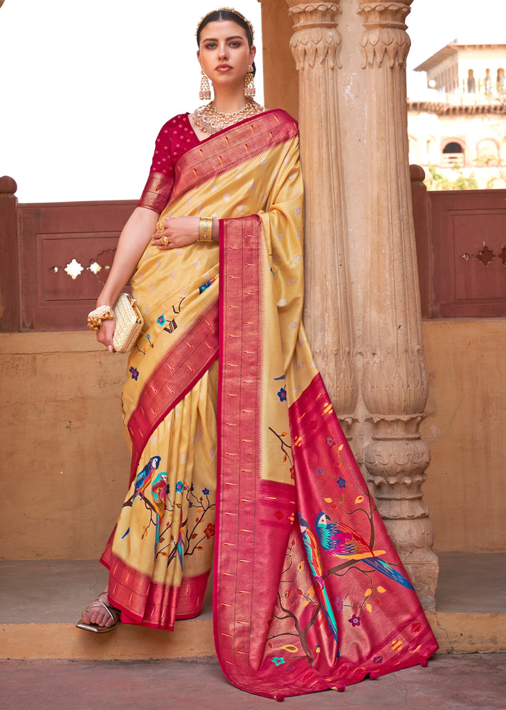Admyrin Yellow & Red Silk Crepe Printed Saree With Blouse Piece at Rs  1599.00 | Crepe Silk Saree | ID: 27554892412