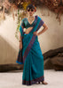 Coral Blue Woven Kanjivaram Silk Saree