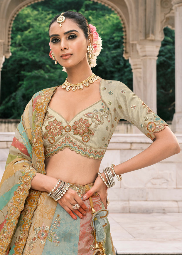 Off White Heavy Embroidered Designer Lehenga