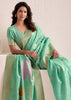 Bermuda Green Woven Linen Silk Saree