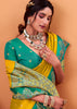 Vibrant Yellow Banarasi Satin Silk Saree