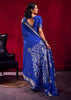 Indigo Blue Banarasi Satin Linen Silk Saree