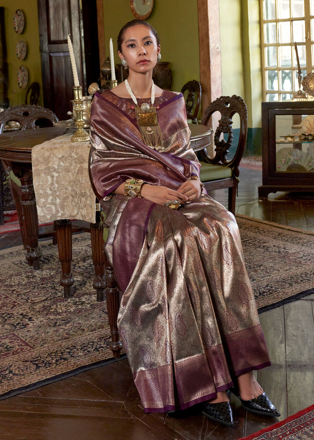 Magic Purple Dual Tone Kanjivaram Silk Saree