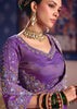 Lavender Purple Embroidered Tissue Designer Saree
