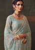 Dusk Blue Designer Tissue Silk Saree