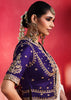 Off White Embroidered Soft Silk Saree With Contrast Blouse