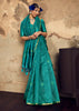 Turquoise Green Woven silk saree