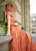 Dusky Orange Printed Georgette Silk Saree