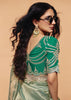 Irish Green Embroidered Designer Tissue Saree