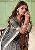 Fossil Grey Woven Linen Silk Saree
