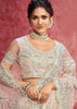 Beautiful Off White Embroidered Net Saree