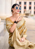 Honey Yellow Woven Cotton Linen Silk Saree