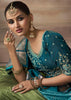 “Exclusive Offer” : Teal Blue Woven Banarasi Satin Silk Saree