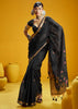 Black Woven Munga Cotton Silk Saree