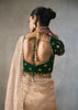 Golden Beige Embroidered Silk Saree With Heavy Blouse