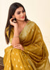 Mustard Yellow Woven Linen Tissue Silk Saree