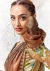 Brown And Green Designer Organza Silk Saree With Printed Blouse