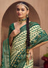 Green And Cream Printed Patola Silk Saree