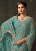 Peacock Blue Designer Tissue Silk Saree