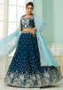 Teal Blue Georgette Embroidered Sequins Lehenga Set