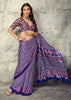 Crystal Blue Printed Satin Silk Saree