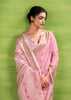 Dusky Pink Woven Linen Silk Saree