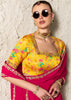 Virtual Pink Designer Organza Tissue Silk Saree With Printed Blouse