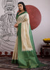 Green Border Ivory Woven Banarasi Silk Saree