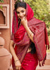 Spanish Red Woven Banarasi Silk Saree
