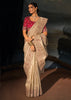 Beige Embroidered Kanjivaram Silk Saree
