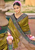 Olive Green Woven Banarasi Silk Saree