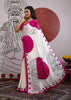 Hot Pink Printed Satin Silk Saree