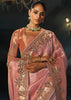 Peach Pink Embroidered Silk Saree