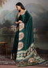 Hunter Green Printed Satin Silk Saree