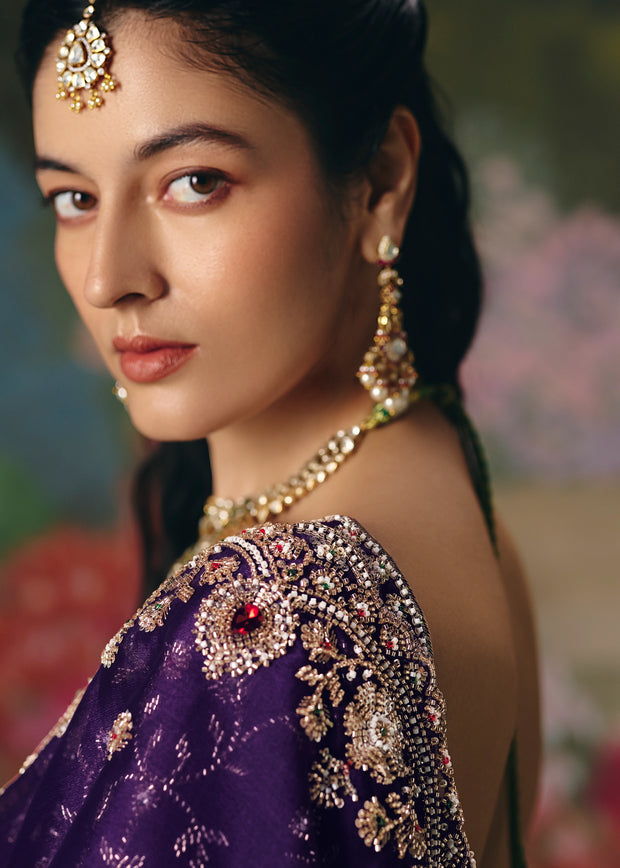 Rich Purple Embroidered Designer Saree
