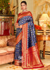 Swarna: Banarasi Handloom Zari Jaal Saree in the Shades of Blue and Red (7643918860481) (7705939312833)
