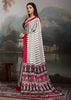 Red And White Printed Satin Silk Saree