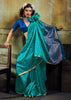 Teal Blue Banarasi Tusser Silk Saree