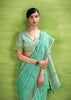 Sea Green Woven Linen Silk Saree