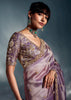 Lavender Purple Designer Silk Saree
