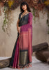 Black And Purple Woven Cotton Silk Saree