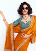 Peel Orange Designer Embroidered Tissue Saree