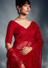 Poppy Red Designer Silk Saree