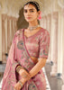 Pastel Pink Designer Embroidered Silk Saree