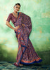 Blue Printed Satin Silk Saree