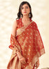 Rust Orange Woven Linen Tissue Silk Saree